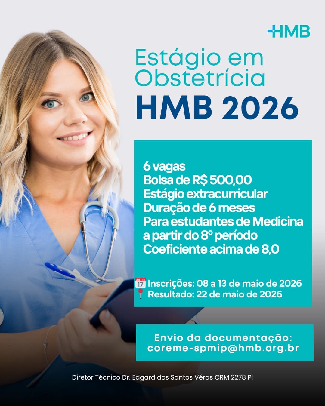 HMB abre seleção para estágio em Obstetrícia