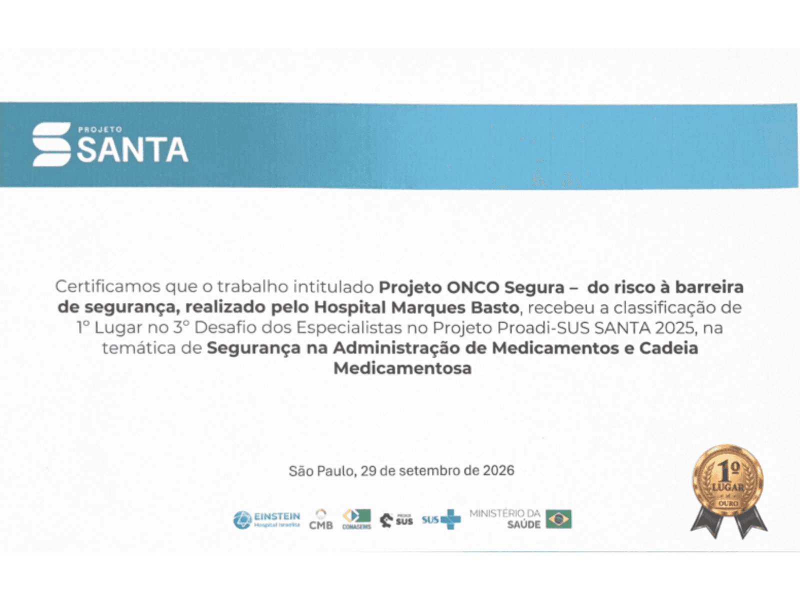 Hospital Marques Basto avança em segurança do paciente e se destaca em projeto do PROADI-SUS