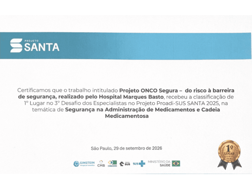 Hospital Marques Basto avança em segurança do paciente e se destaca em projeto do PROADI-SUS
